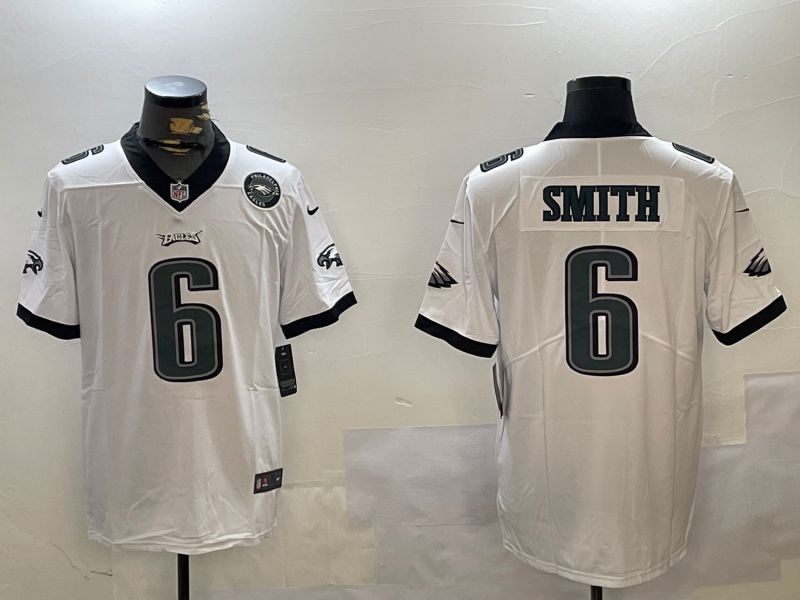 Men Philadelphia Eagles #6 Smith White Second generation 2024 Nike Limited NFL Jersey style 3